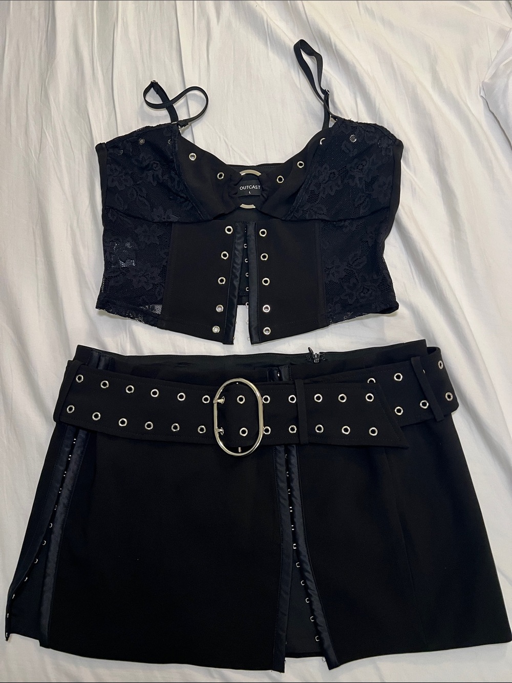Outcast crop top with skirt set